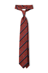 3-Fold Striped Silk Jacquard Horse Repp Tie - Orange / Brown