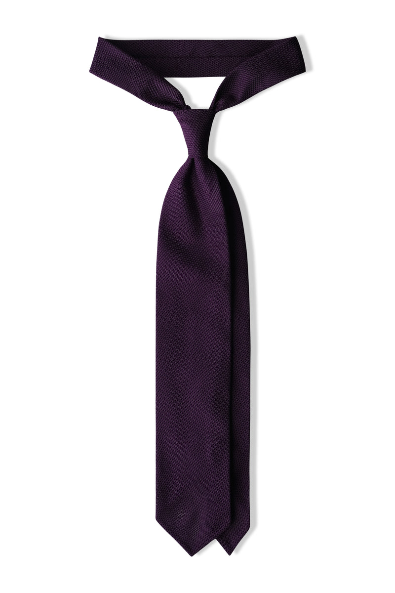 3-Fold Plain Silk Grenadine Tie - Purple