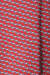 3-Fold Dog Patterned Printed Silk Tie - Red / Blue - Brunati Como®