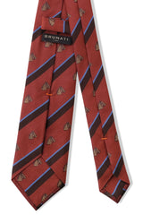3-Fold Striped Silk Jacquard Horse Repp Tie - Orange / Brown