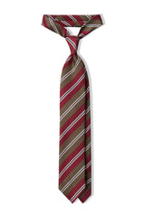 3-Fold Striped Repp Silk Tie - Gold / Burgundy / Navy