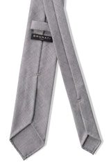 Colombo Striped Herringbone Cashmere Tie - Light Grey