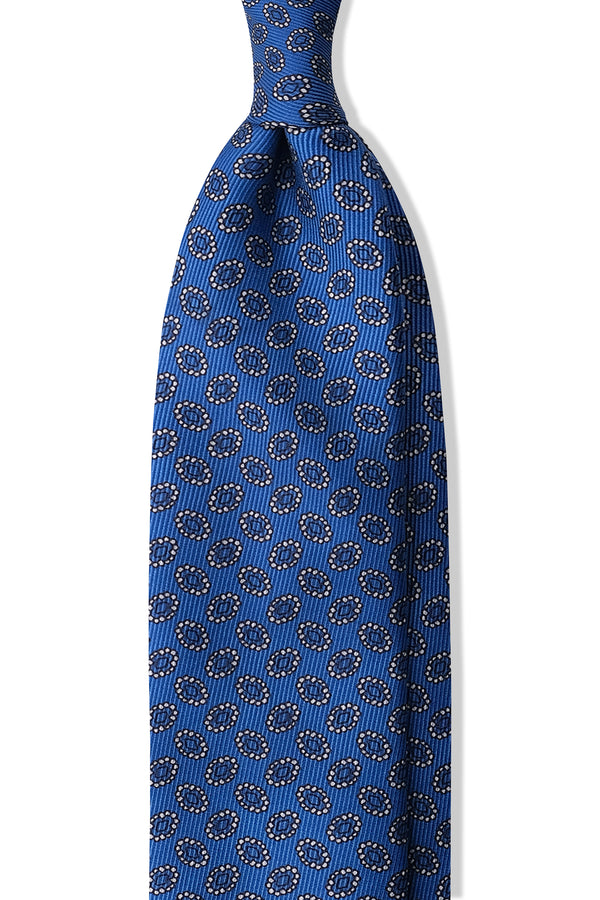 3- Fold Untipped Paisley Silk Tie - Royal Blue