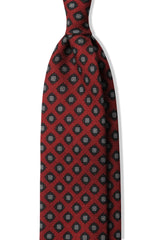 3-Fold Floral Macclesfield Wool Tie - Red / Forest - Brunati Como®