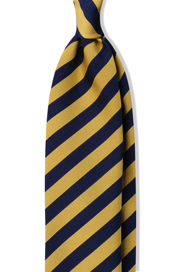 3-Fold Untipped Striped Repp Tie - Navy/Yellow