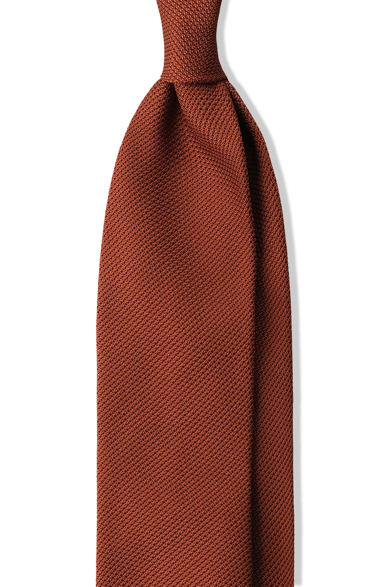 Selftipped Plain Silk Grenadine Tie - Copper