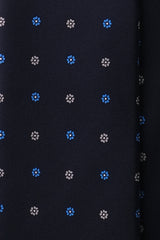 3-Fold Floral Printed Silk Tie - Navy/Royal Blue/Beige - Brunati Como®