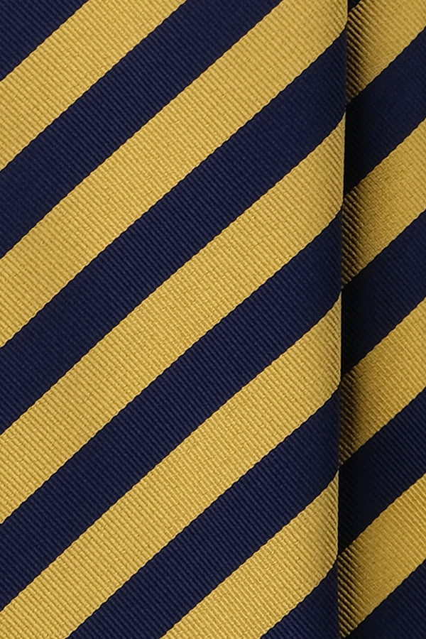 3-Fold Untipped Striped Repp Tie - Navy/Yellow