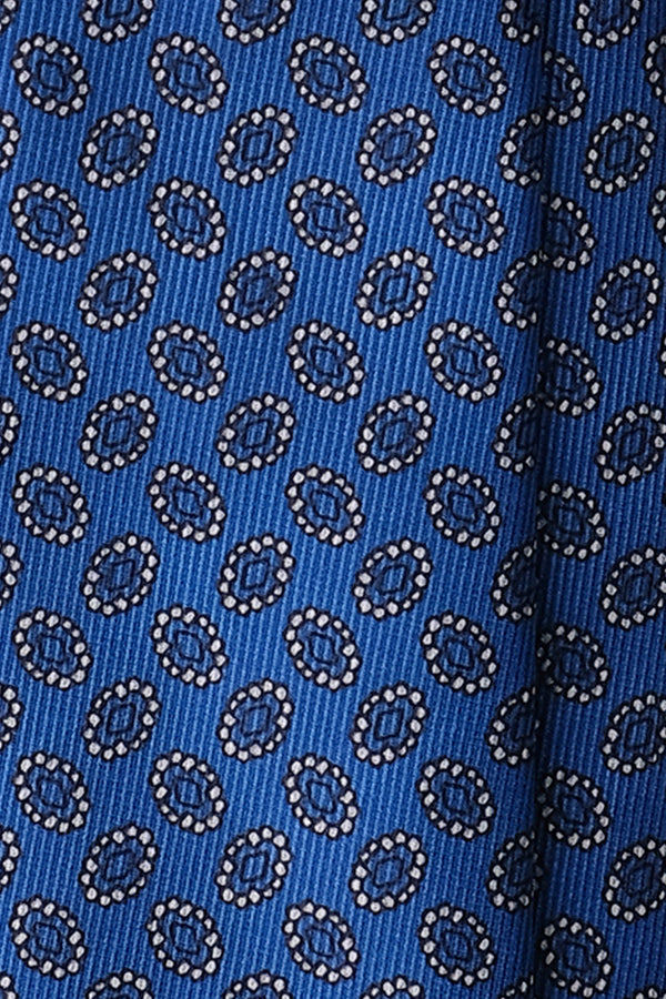 3- Fold Untipped Paisley Silk Tie - Royal Blue