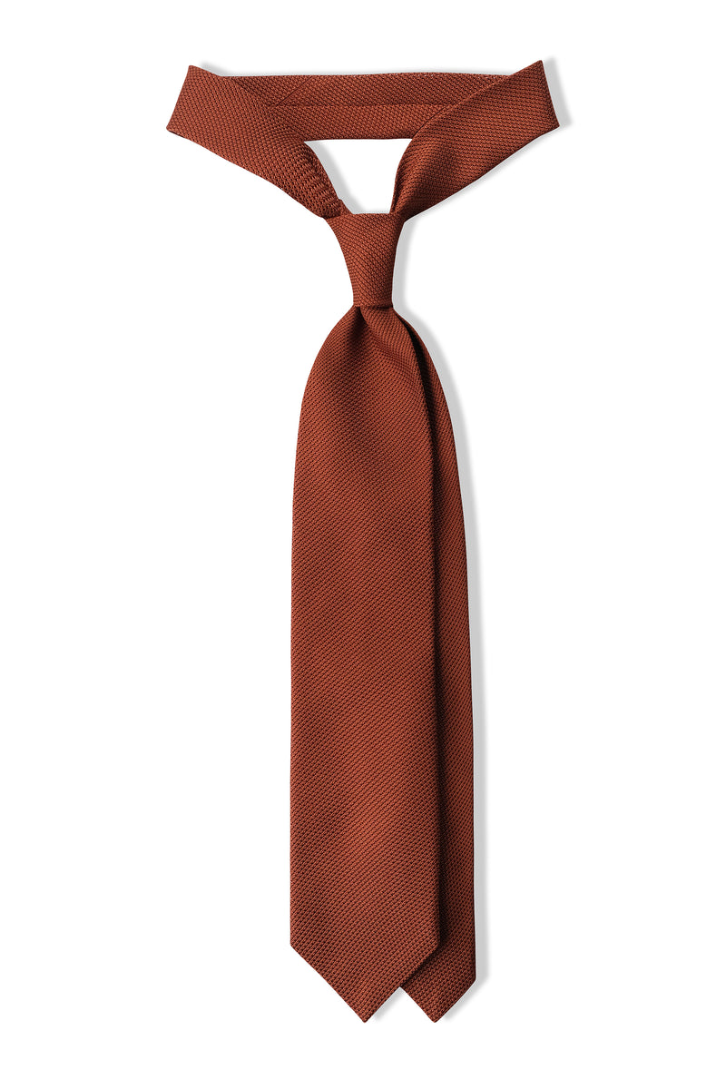 Selftipped Plain Silk Grenadine Tie - Copper