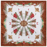 Heraldic Pattern Silk Pocket Square - Brown / Mix - Brunati Como®