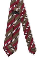 3-Fold Striped Repp Silk Tie - Gold / Burgundy / Navy