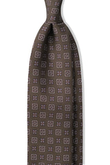 3-Fold Floral Patterned Printed Silk Tie - Olive Green - Brunati Como®