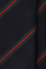 3-Fold Striped Repp Silk Tie - Navy / Forest / Red - Brunati Como®