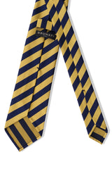 3-Fold Untipped Striped Repp Tie - Navy/Yellow - Brunati Como®
