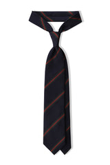 3-Fold Striped Repp Silk Tie - Navy / Forest / Red - Brunati Como®