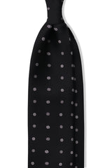 3-Fold Floral Printed Silk Tie - Black/Silver - Brunati Como®