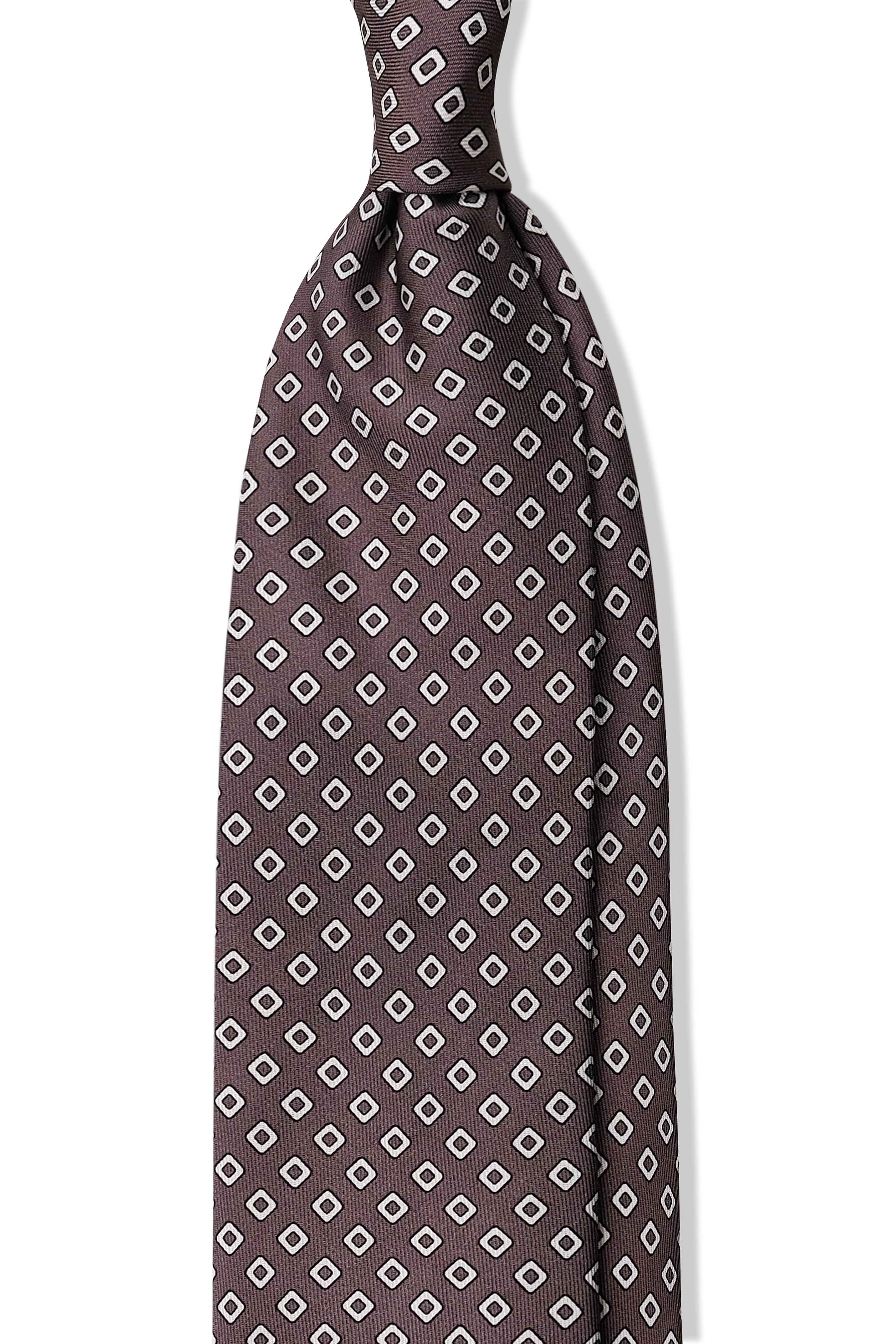 3-Fold Cube Patterned Printed Silk Tie - Grey/White/Black– Brunati Como