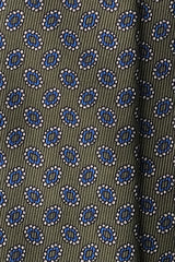 3- Fold Untipped Paisley Silk Tie - Olive Green / Royal Blue