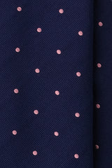 3-Fold Untipped Polka Dot Repp Tie - Navy/Pink - Brunati Como®