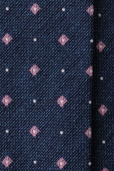 3-Fold Floral Silk Grenadine Jacquard Tie - Blue/Pink
