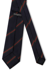 3-Fold Striped Repp Silk Tie - Navy / Forest / Red - Brunati Como®