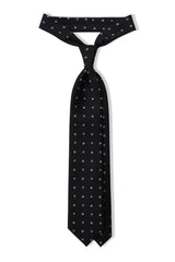3-Fold Floral Printed Silk Tie - Black/Silver - Brunati Como®