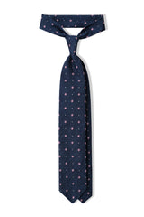 3-Fold Floral Silk Grenadine Jacquard Tie - Blue/Pink