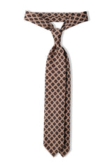 3-Fold Floral Macclesfield Wool Tie - Beige / Brown - Brunati Como®