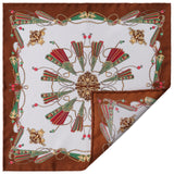 Heraldic Pattern Silk Pocket Square - Brown / Mix - Brunati Como®