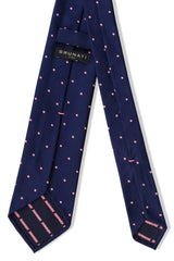 3-Fold Untipped Polka Dot Repp Tie - Navy/Pink - Brunati Como®