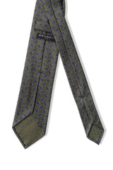 3- Fold Untipped Paisley Silk Tie - Olive Green / Royal Blue