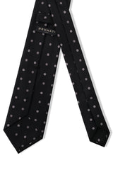 3-Fold Floral Printed Silk Tie - Black/Silver - Brunati Como®