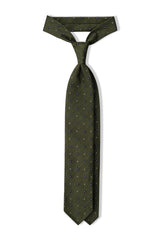 3-Fold Floral Silk Grenadine Jacquard Tie - Olive Green/Navy