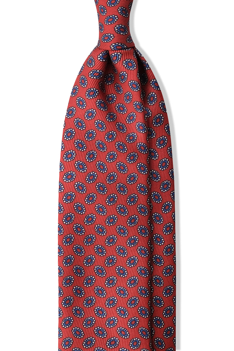 3- Fold Untipped Paisley Silk Tie - Orange / Royal Blue