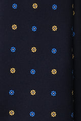 3-Fold Floral Printed Silk Tie - Navy/Royal Blue/Yellow - Brunati Como®
