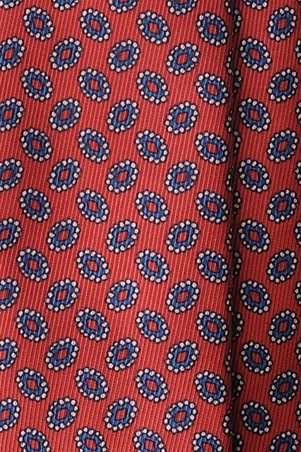 3- Fold Untipped Paisley Silk Tie - Orange / Royal Blue