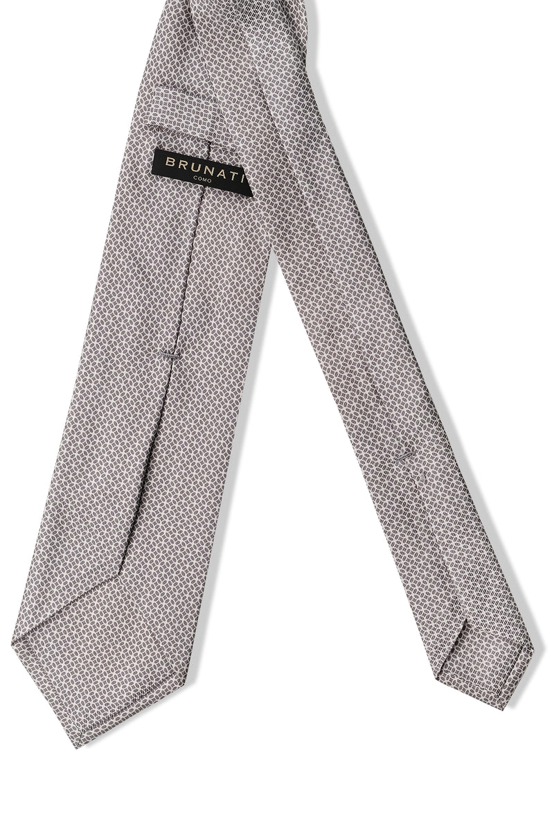 3-Fold Interlocking Chains Printed Silk Tie - Grey/White - Brunati Como®