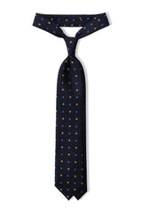 3-Fold Floral Printed Silk Tie - Navy/Royal Blue/Yellow - Brunati Como®
