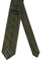 3-Fold Floral Silk Grenadine Jacquard Tie - Olive Green/Navy