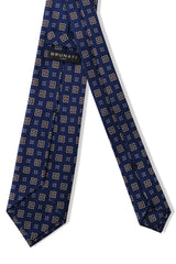 3-Fold Floral Patterned Printed Silk Tie - Blue / Royal Blue - Brunati Como®