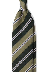 3-Fold Striped Repp Silk Tie - Forest / Green / Petrol