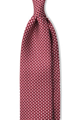 3-Fold Honeycomb Printed Silk Tie – Red / Burgundy / White - Brunati Como®