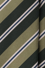 3-Fold Striped Repp Silk Tie - Forest / Green / Petrol