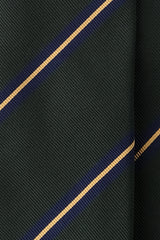 3-Fold Striped Repp Silk Tie - Forest / Navy / Yellow - Brunati Como®
