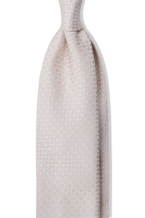 3- Fold Silk Jacquard Tie - Ivory - Brunati Como®