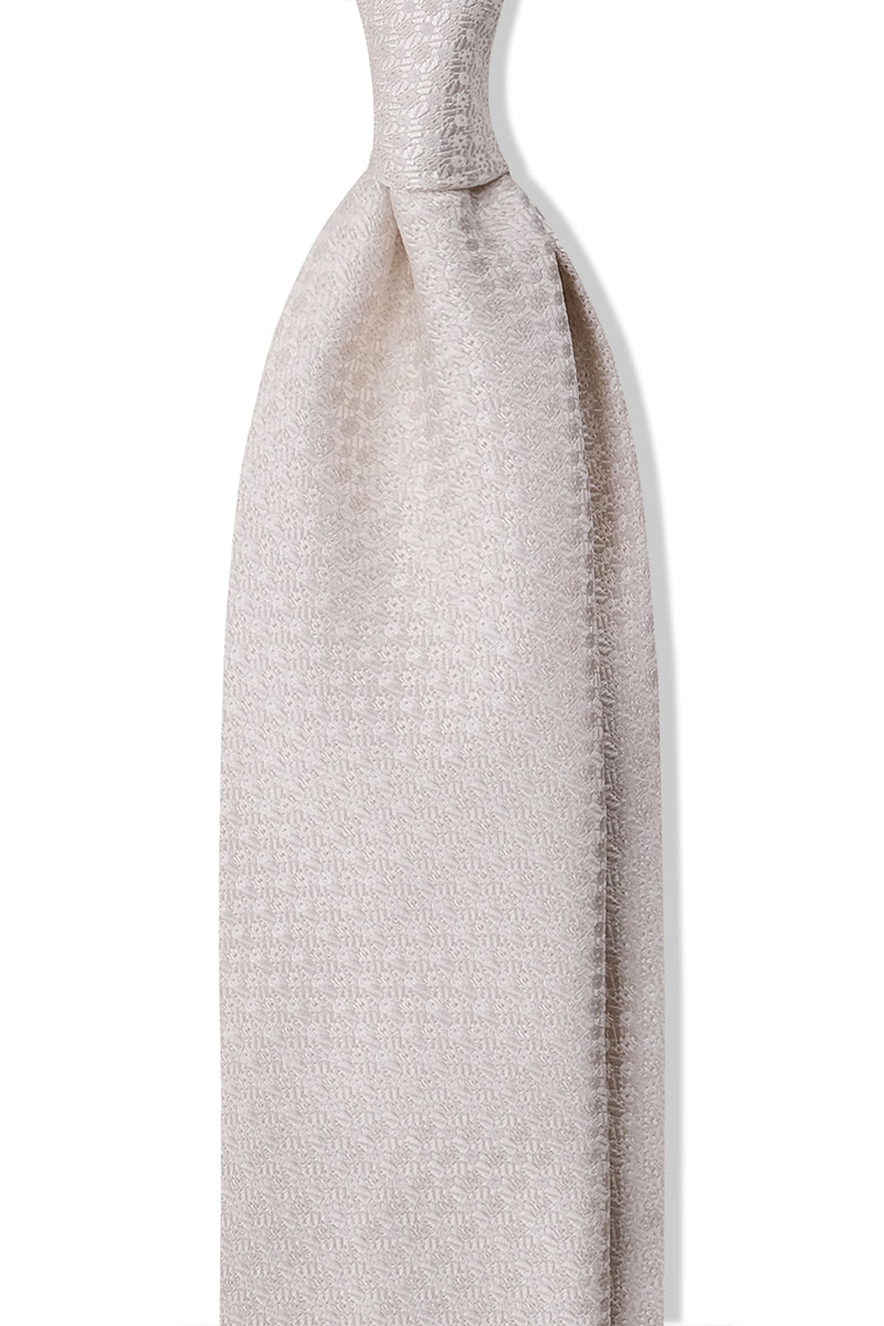 3- Fold Silk Jacquard Tie - Ivory - Brunati Como®