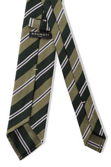 3-Fold Striped Repp Silk Tie - Forest / Green / Petrol
