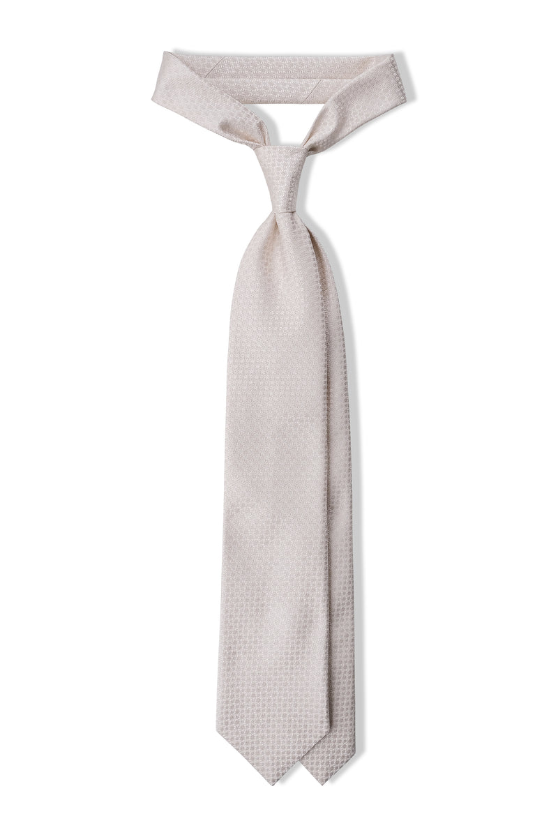 3- Fold Silk Jacquard Tie - Ivory - Brunati Como®