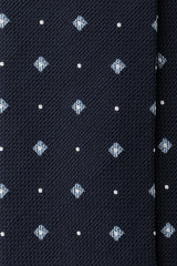3-Fold Floral Silk Grenadine Jacquard Tie - Navy/Light Blue - Brunati Como®
